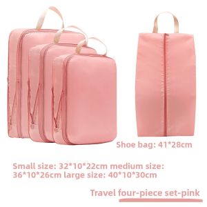【NEW A 】4Pcs/Set Travel Compression Packing Cubes Bag Portable Suitcase Clothes Organizers Waterproof Luggage Storage Cases Drawer Bags