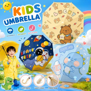 Kids Automatic Cartooon Umbrella Lightweight Kapibara Astronaut Design for Childrens Gift