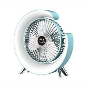 พัดลมตั้งโต๊ะ+โคมไฟในตัว 2In1 USB พัดลมตั้งโต๊ะแบบชาร์จไฟได้  ตัว 1 x ไมโคร - สาย USB