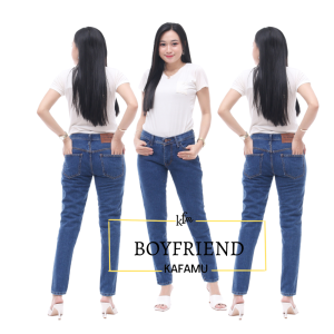 Celana Panjang Bahan Jeans Wanita dark blue boyfriend wanita Jeans Denim Celana Jeans