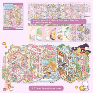 Landscaping Sticker Book 3D Collage Miniature Scene Notebook Stickers DIY Puzzle Stickers Scenes Building PET Sticker