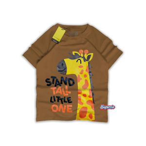 Baju Kaos Anak Distro Premium Gambar Kartun Jerapah Warna Coklat umur 1-13 Tahun