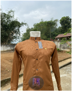 kemko sultan embos premium kemeja koko busana muslim pria dewasa koko sultan merah bata