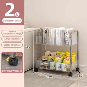EE HOME Multipurpose Rack Acrylic Trolley Wheel Rack With Basket Cosmetics Bedroom Bookshelf Snacks Storage Rack Kitchen - SR05