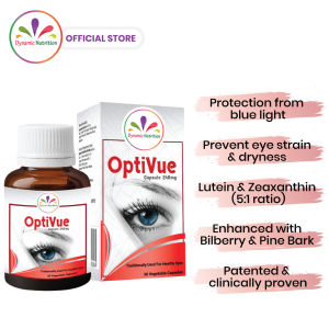 Dynamic Nutrition Optivue - Lutein Zeaxanthin Bilberry & French Pine Bark - Formulation for optimum eye health