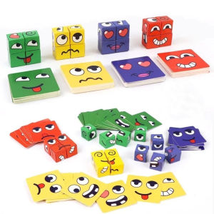 Mainan anak emoticon face change rubik cube kubus wajah susun ekspresion puzzle