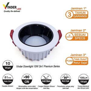 Vinder Downlight Panel Inbow Tri Color 3 Step Cahaya Multi Color Anti Glare 10w 15w 20w / 10 15 20 watt - PREMIUM SERIES