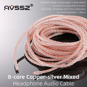 AVSSZ 3.5mm 4.4mm Headphone Signal Cable HIFI Audio Line 8 Strand Braided 6N Single Crystal Copper Fever DIY Headset Connector Cable
