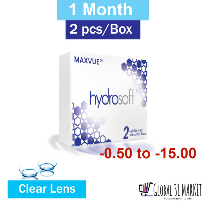 Maxvue Hydrosoft 2pcs/box 1 month clear contact lens Ready Stock -0.50 ...