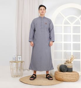 Yanura Jubah Baju Muslim Pria Gamis Sultan Lengan Panjang Emboss EM2 Terbaru Lebaran Ramadan 2026