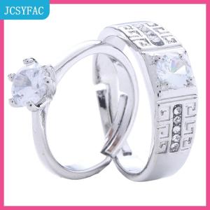 JCSYFAC 1 Cặp cặp đôi cổ điển resizeable engagement Ring người đàn ông phụ nữ Rhinestones điều chỉnh Valentine Quà Tặng