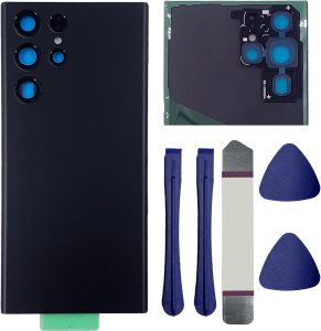 LiXiongBao S22 Ultra Back Glass Replacement for Samsung Galaxy S22 Ultra 5G Back Glass Cover with Pre-Installed Camera and Adhesive with Repair Tool Kits(Phantom Black)