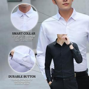 เสื้อเชิ้ตทำงานผู้ชาย ZITY แฟชั่น สไตล์คลาสสิก แขนยาว ทรงสลิมฟิต สีขาว/ดำ ชุดทางการ