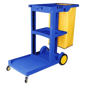 Janitorial Cleaning Cart with wheels Thicken Utility Janitor Cart Multifunction Hotel Cleaning Trolley Cart Housekeeping Cart with Garbage bag