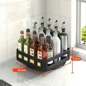 Kệ Gia Vị Để Bàn Nhà Bếp Khung Sắt Sơn Tĩnh Điệnmặt kim loại loại 3 tầng 360 độ BAUHO