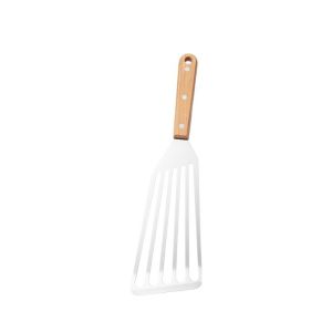 HOUCHU with ABS/Wooden Handle Fish Spatula Stainless Steel Slotted Frying Shovel Multi-Purpose Hollow Steak Tuner Egg