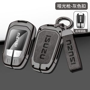 LAIFU Genuine Leather Smart Remote Car Key Fob Case Cover Shell Holder Protector Keychain for ISUZU D-Max Dmax MU-X MUX MU-7 Zinc Alloy Metal Styling Protection