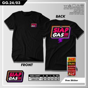 16coGG2403 - Kaos SIAP GASS Never Stop Racing - Baju Tshirt Distro Desain Racing Bahan Cotton Combed 30s Adem Nyaman Dipakai Tidak Panas Dan Menyerap Keringat Sablon Premium Bonus Stiker - Kaos Pilotter Racing hell RH Faster Racing Start Viral