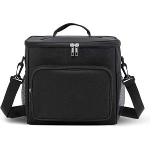 VIVIBAGS#4064 Functional outdoor lunch bag for food main insulated compartment a zippered front pocket for smaller items and mesh side pockets for bottles.