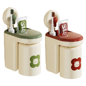 สไตล์หรูหราโดยไม่ต้องเจาะติดผนังที่ใส่ถ้วยแปรงสีฟันสะดวกสำหรับองค์กรในห้องน้ำใช้ในทุกวัน