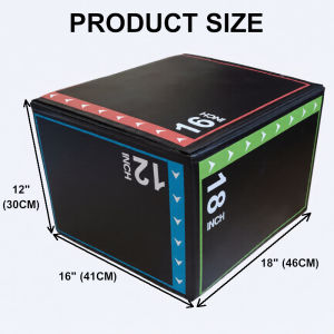 Plyometric Jump Box 3in1 12 x 16 x 18" Inch 30 x 41 x 46cm High Density Core Jumping Conditioning Strength Training