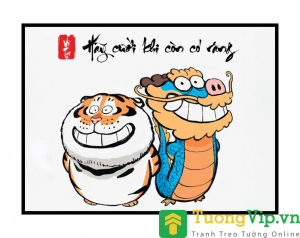 Tranh Laminate Tráng Gương - Tranh Treo Tường "HÃY CƯỜI KHI CÒN CÓ RĂNG" - Tranh Vô Tri - Tranh Chế Vui Nhộn