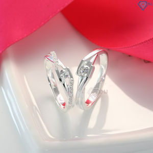 Nhẫn cặp nam nữ bạc thật khắc tên đính đá ND0396 - Trang Sức TNJ