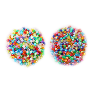 10Pcs Rainbow Color Acrylic Beads Heart OR Star Spacer Beads For Bracelets Necklace Making Keychain Art Craft