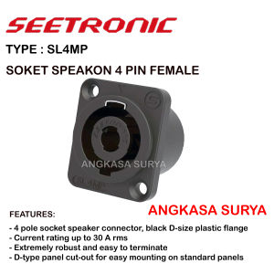 Soket Spikon SEETRONIC SL4MP ORIGINAL / Chasis Speakon Female 4 pin / Socket Speakon Body Female Konektor Audio