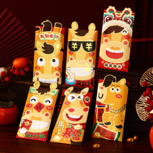 6Pcs Chinese New Year Red Envelopes Cartoon Horse Hongbao Creative Pop-Up Ear Red Packets 2026 Lucky Money Bag Angpao (In stock)