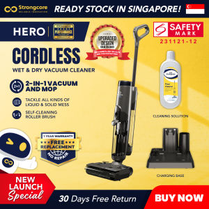 Strongcore HERO 2-in-1 Cordless Wet and Dry Vacuum Cleaner - Dual Tank Self-Cleaning Roller-Brush