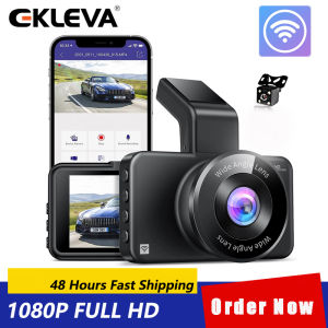 EKLEVA Camera Hành Trình Máy Ghi Hình 1080P Tích Hợp Wifi DVR Cho Xe Hơi Camera Hành Trình Cảm Biến 2 Kênh Với Camera Quan Sát Phía Sau Cho Xe Hơi DVR Đỗ Xe 24H