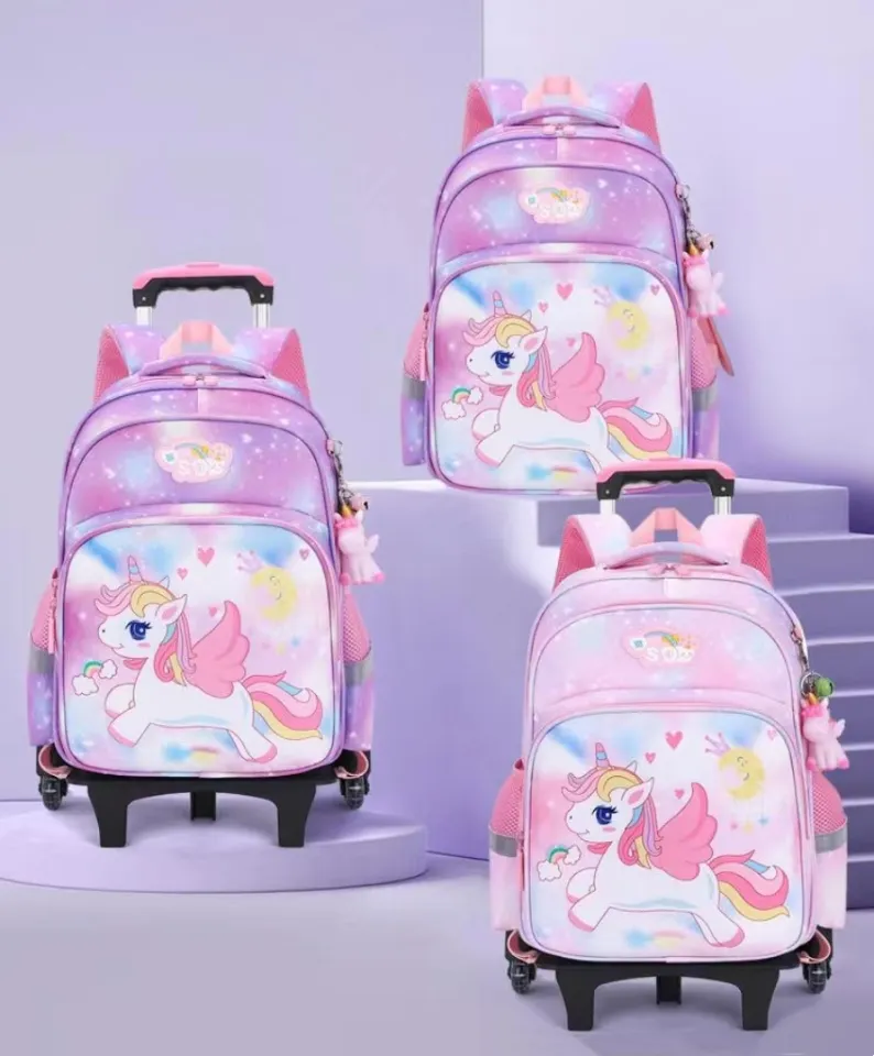 School Bag Trolley Bags For Kids Girls IvyH Wheeled Backpack For