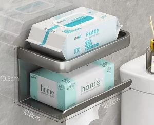 Konco Toilet Paper Holder Black Toilet Paper Holder with ShelfToilet Paper Holder Wall MountToilet Paper Roll Holder for Bathroom