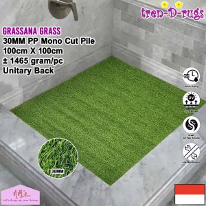 Tren-D-rugs Karpet rumput sintetis palsu synthetic artificial grass tinggi 30 mm alas lantai dekorasi taman halaman rumah golf tebal indoor outdoor 100 cm x 100 NMs
