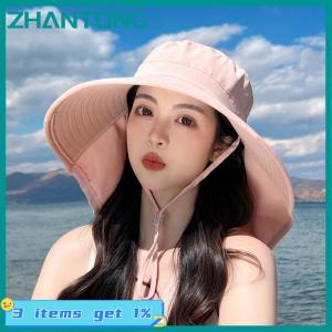 ZHANTONG Summer Women Bucket Hat With Shawl Lightweight Breathable Face Neck Protection Sun Hat Beach Cap Design Travel