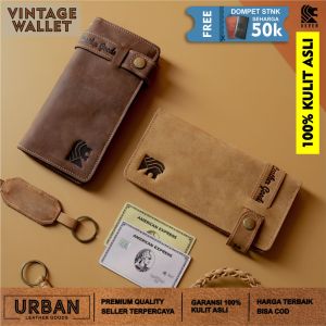 Dompet Pria REVEN VINTAGE WALLET Kulit Sapi 100% Cowok Panjang Lipat Dua Keren Distro Import Terbaru