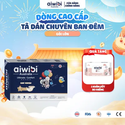 Tã/Bỉm Dán Cao Cấp Aiwibi Chuyên Ban Đêm Ultimate Comfort Gói Lớn S60/M54/L48