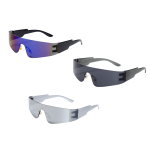 Futuristic Wrap Around Sunglasses for City Cycling and Mountain Climbing Adventure and Music Festival Gathering Sunshades