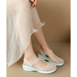 [Free Shipping] Womens Clogs Non-Slip Garden Clogs Nurse Shoes Thick-Soled Jelly Sandals Flat Womens Shoes Plus-Size Plastic Sandals.