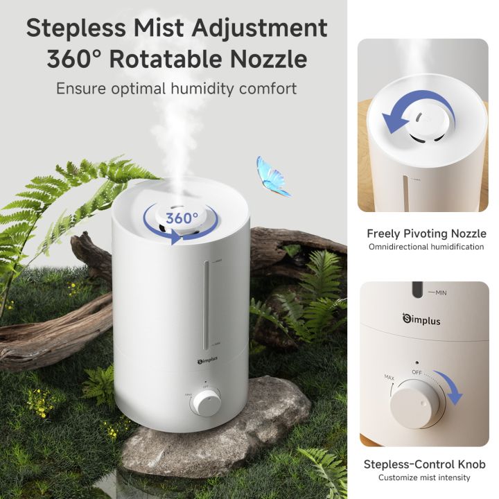 Simplus Humidifier 4.5L Water Tank Aroma Diffuser 35dB Quiet Premium ...