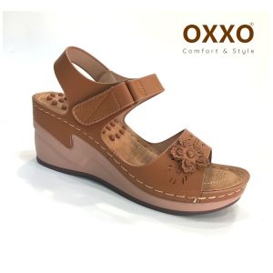 OXXO รองเท้าเพื่อสุขภาพ รองเท้าส้นสูงพร้อมสายรัดส้น งานเย็บมือทนทาน สวมใส่สบาย น้ำหนักเบามาก 1a6304