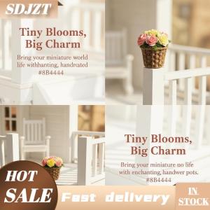 SDJZT Mini Chậu hoa mini mô phỏng nhà máy nồi giỏ handmade nhân tạo cho Dollhouse thu nhỏ trang trí nội thất