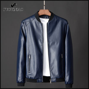 Fuguiniao Mens leather jacket motorcycle leather jacket Korean youth fashion casual self-cultivation(M-7XL)