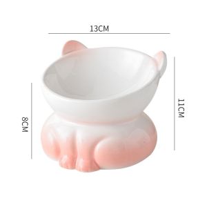 Cat Bowl Ceramic High Foot Oblique Mouth Neck Protection Large Caliber Pet Drinking Food Bowl