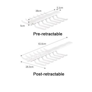 JOYPICKS Wall Mounted Retractable Clothes Drying Rack Pull Out Plastic Underwear Storage Hanger Durable Space Saving Cabinet Top Hook for Home