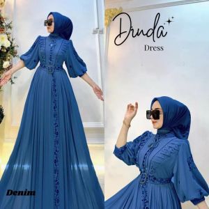 Dinda Dress Matt Ceruty Apk Bordir Size XL Dress Kondangan Terbaru 2024 Murah Fashionable Bisa COD