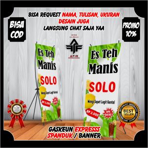 X Banner Model Berdiri Es Teh Solo - Spanduk Banner Es Teh Solo Viral Desain Custom Terlaris