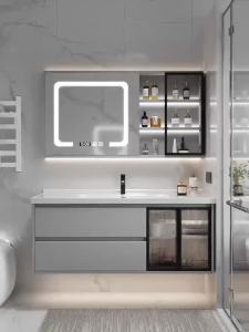 Bathroom Smart Mirror Cabinet Set Bathroom Vanity Set Mirror Cabinet Set 2colours 8090100110120cm Basin Cabinet Free Tap and Pop Up Waste makeup mirror cabinet