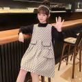 DRESS KOTAK – KOTAK LENGAN PANJANG MODEL TANGAN BALON FREE TAS SAMPING | MINI DRESS ANAK BALITA PEREMPUAN USIA 1-4 TAHUN | JC. 